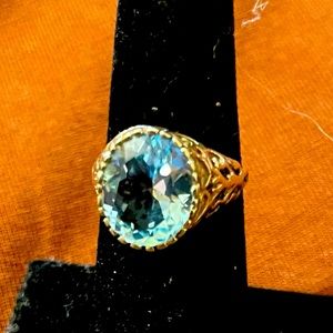 Natural blue topaz Sterling silver ring size 6
